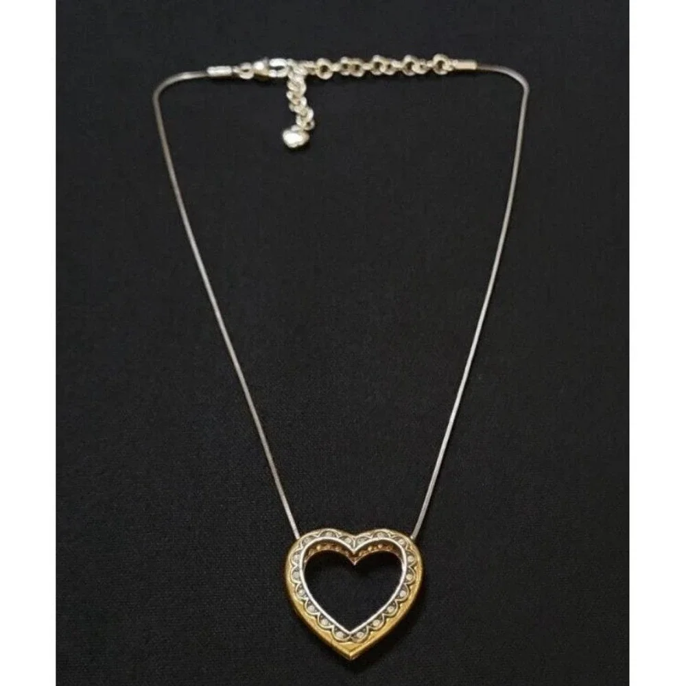 Brighton Pure Silver Plate Open Heart Drop Vintage Pendant Necklace